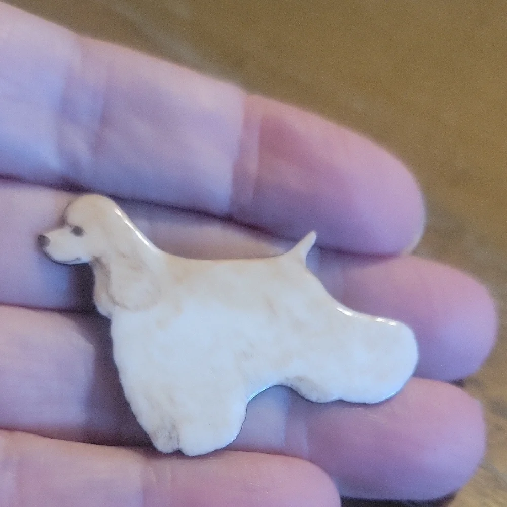 Elegant Tan Dog Figurine brooch